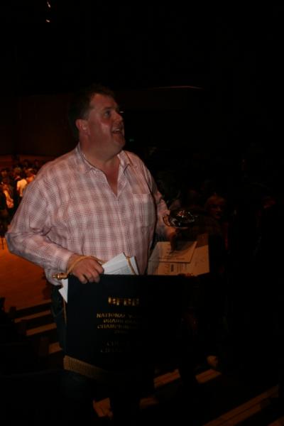Jock with our trophy and banner