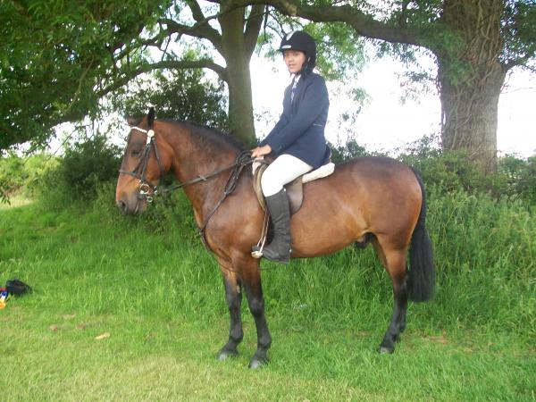 Percy and me waiting to warm-up for show jumping.