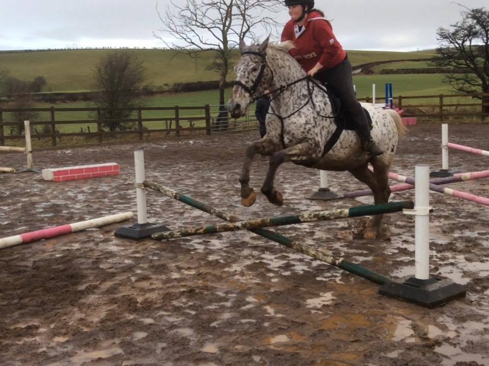 Spotty and i first jumping lesson