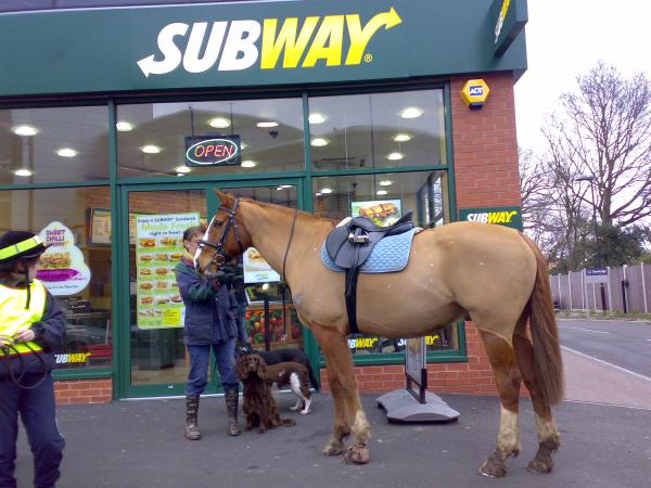 Sue and Sovereign outside Subway 240208