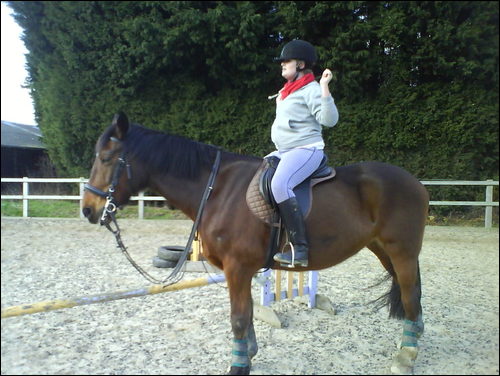 Waiting to jump, haha yes im not very safe i know but it doesnt look like shes about to go anywhere too soon lol